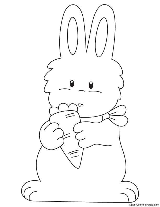 Rabbit enjoying carrot coloring page