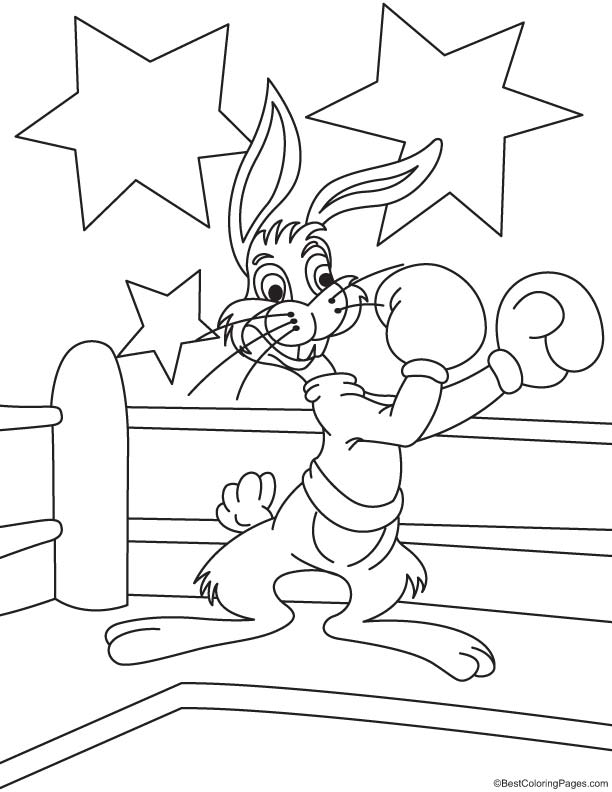 Rabbit in boxing ring coloring page