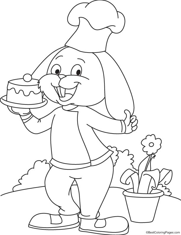 Rabbit made a cake coloring page