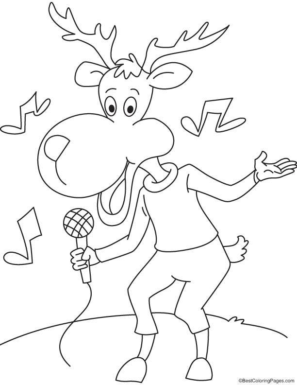 Reindeer singer coloring page