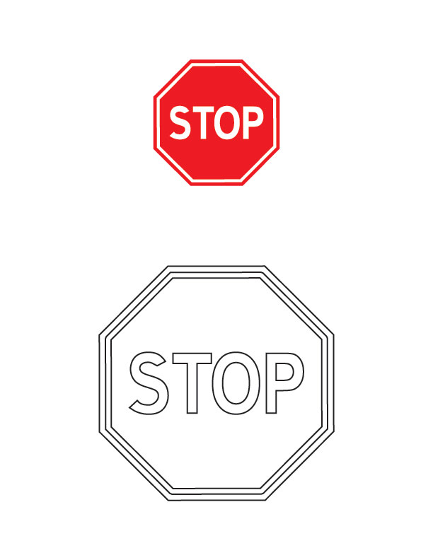 Stop traffic sign coloring page