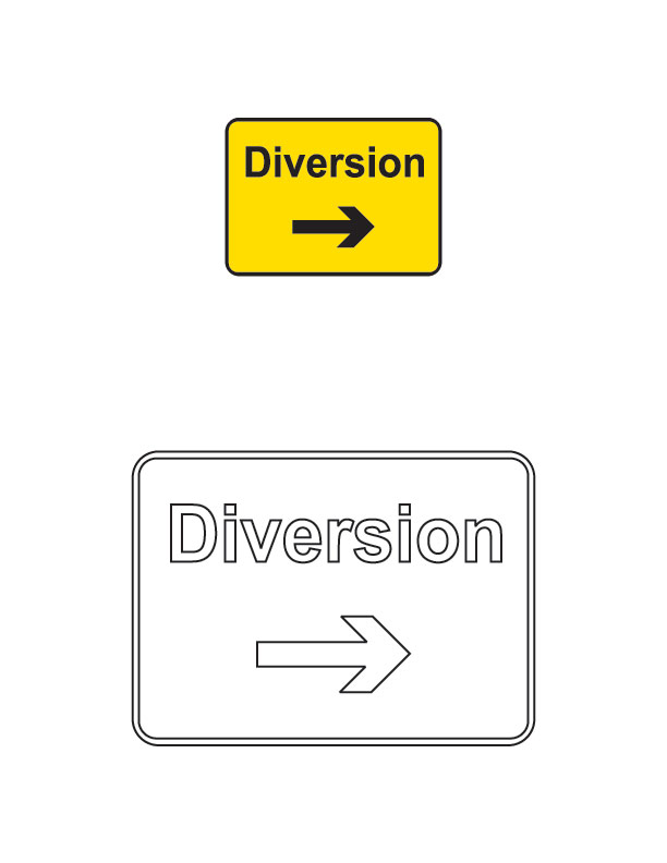 Diversion traffic sign coloring page