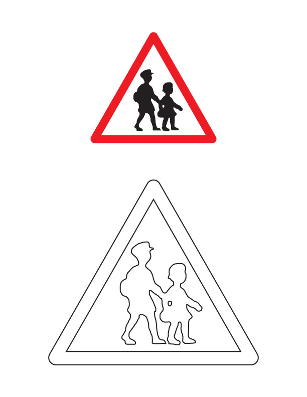 School ahead traffic sign coloring page | Download Free School ahead