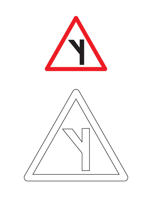 Y-Intersection traffic sign coloring page