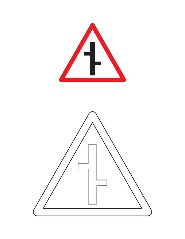 Staggered intersections traffic sign coloring page