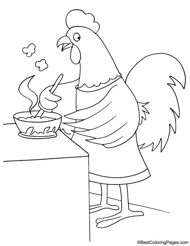 Rooster chef coloring page