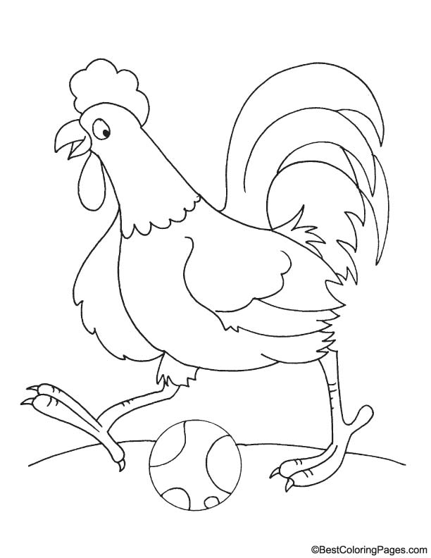 Rooster with ball coloring page