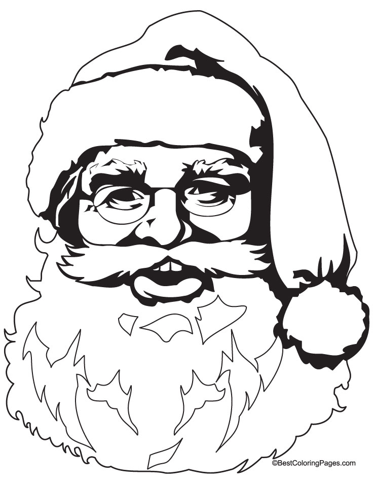 happy santa clause head coloring page | Download Free happy santa ...