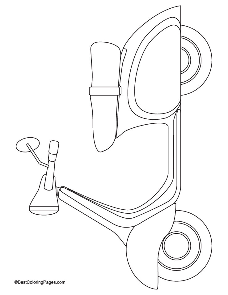 Old scooter coloring page