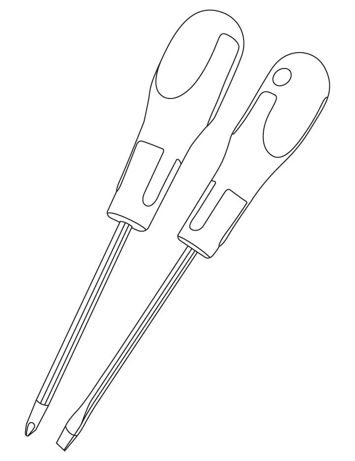 Screw drivers coloring pages