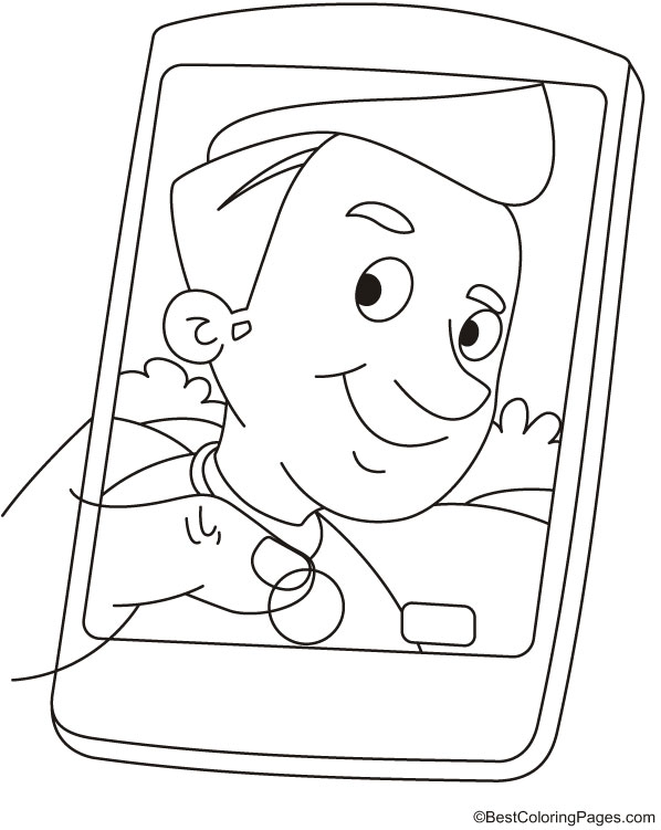 Selfie poses coloring page