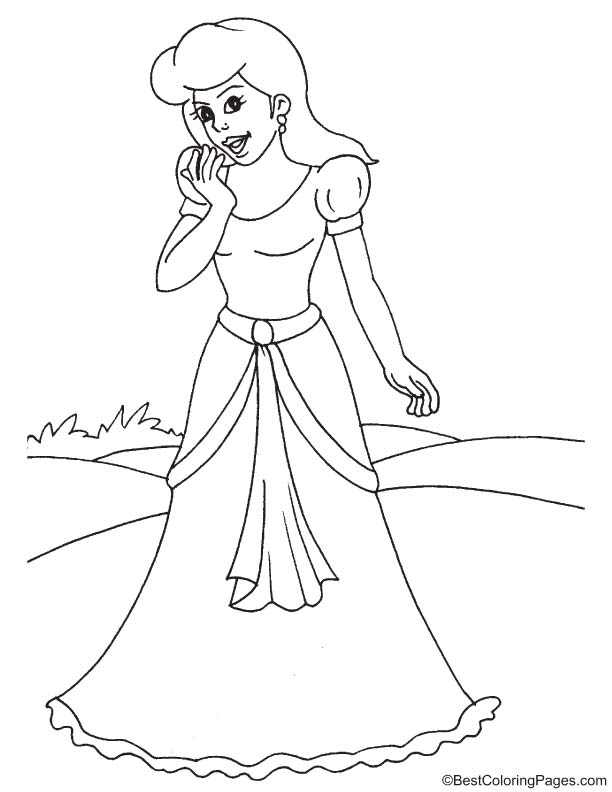 Shy princess coloring page