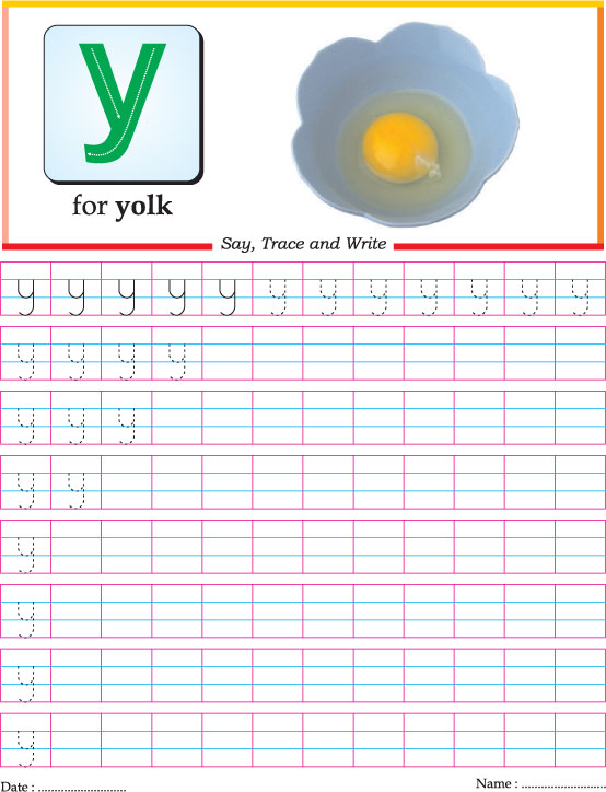 Small letter y practice worksheet
