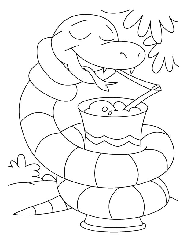 Ice cream loving snake coloring pages