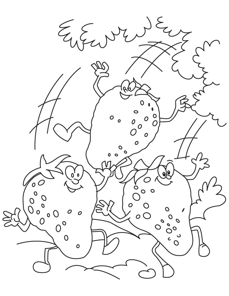 Strawberry in garden coloring pages