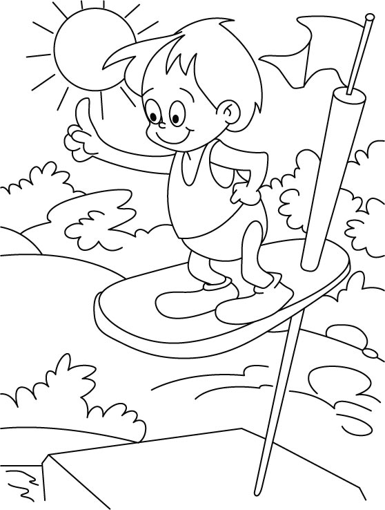 Summer jumping coloring page