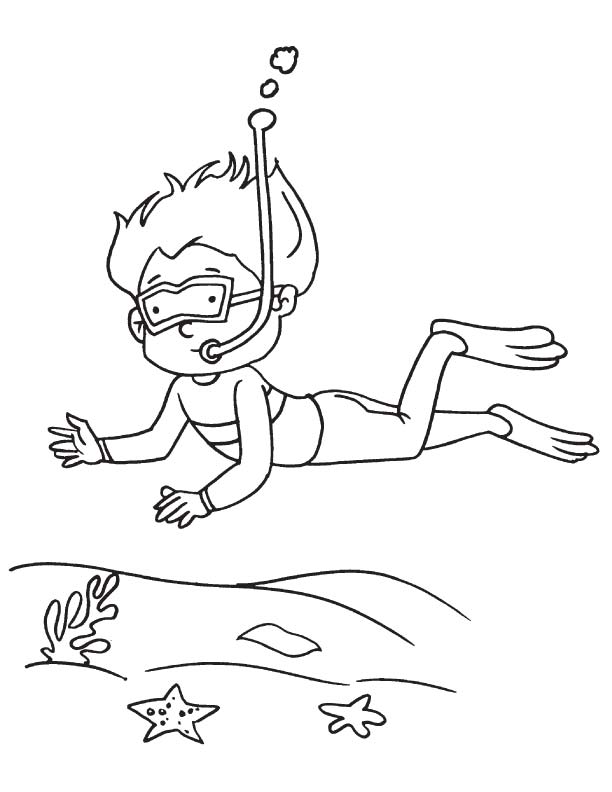 Swimming in sea coloring page