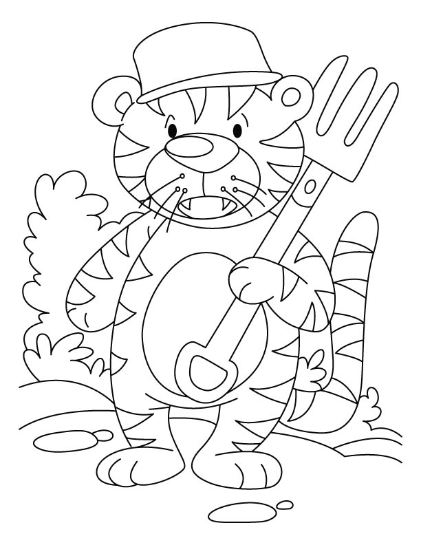 Farmer tiger coloring pages