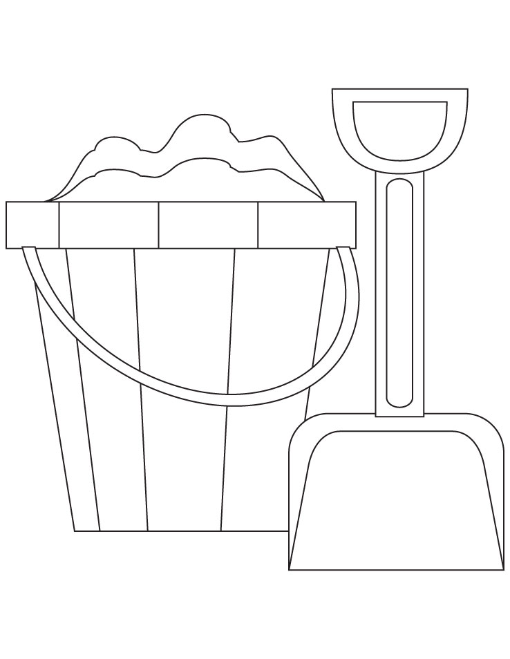 Toy bucket and spade coloring page
