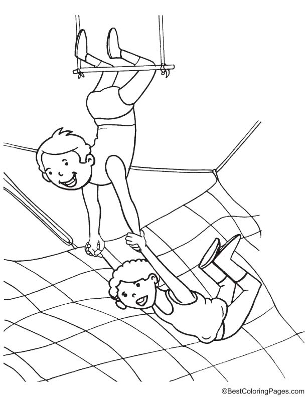 Trapeze artist coloring page