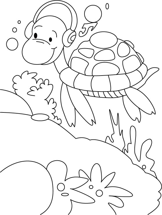 Turtles morning walk, with music rock coloring pages