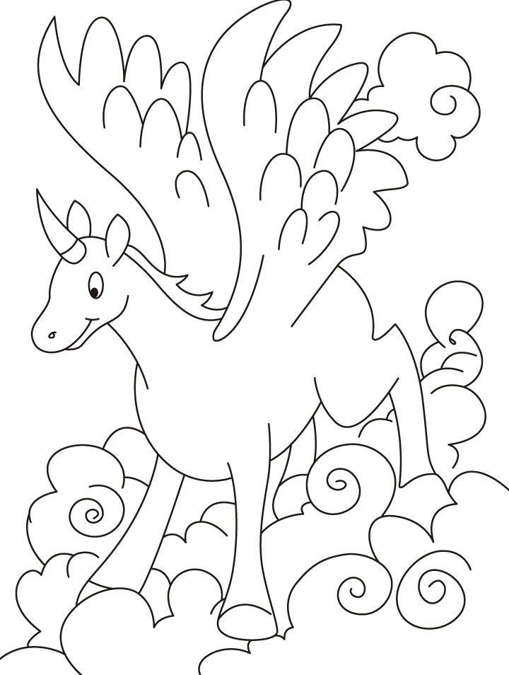 Flying unicorn coloring pages