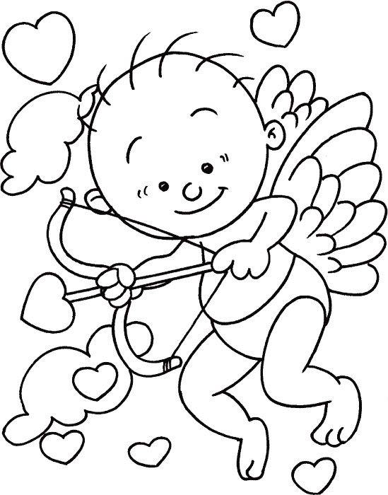 Ready to shoot Cupids arrow coloring page