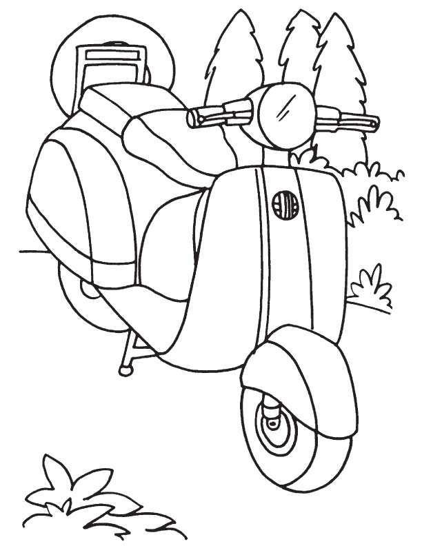 Vespa scooter coloring page