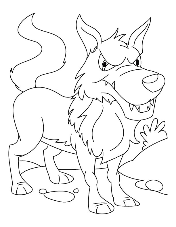 Angry wolf coloring pages