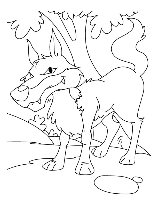 Wolf in jungle coloring pages