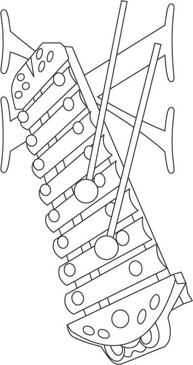 X for xylophone coloring page for kids