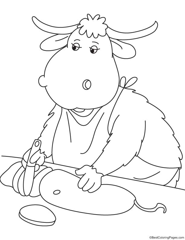 Yak cutting vegetable coloring page