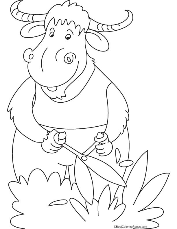Yak cutting coloring page