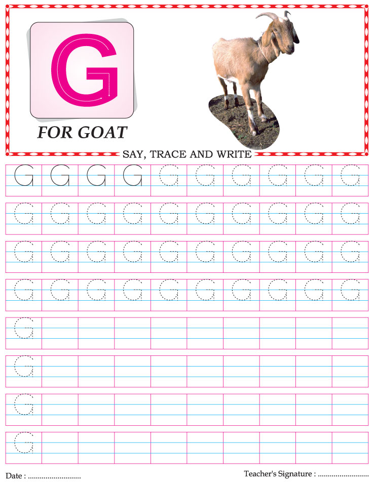 Capital Letter Writing Practice Worksheet Alphabet G Download Free