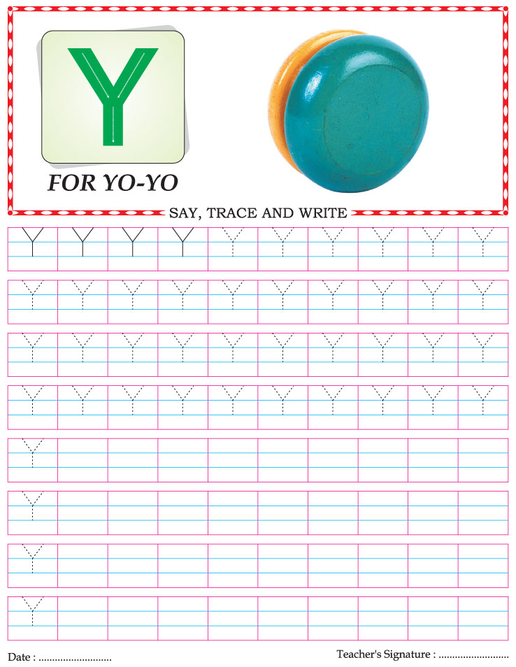 Capital letter writing practice worksheet alphabet Y