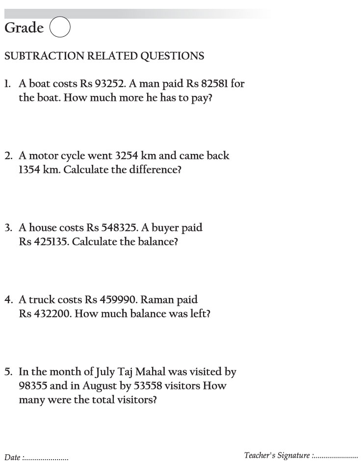 Subtraction related questions