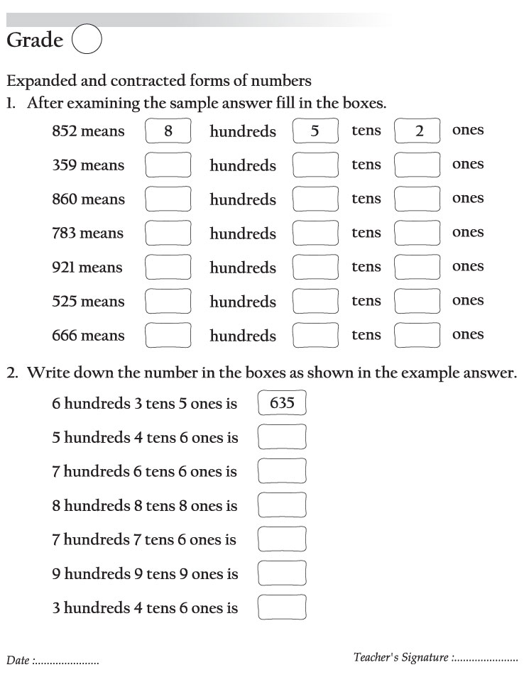 Expanded and contracted forms of numbers