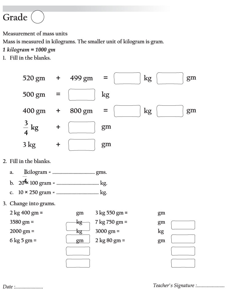 Measurement of mass units
