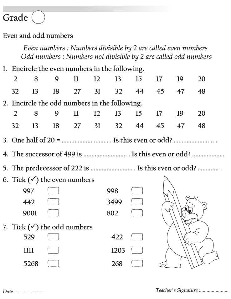 Even and odd numbers