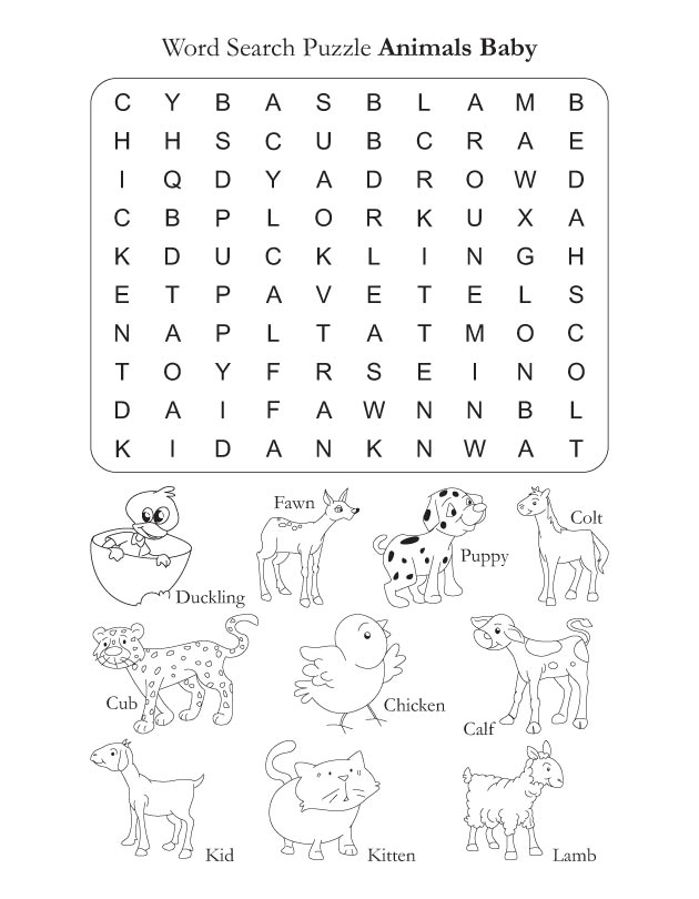 Word Search Puzzle Animal Baby Download Free Word Search Puzzle Animal Baby For Kids Best