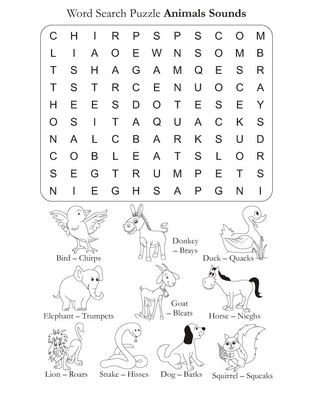 Word Search Puzzle Animal Sounds Download Free Word Search Puzzle Animal Sounds For Kids