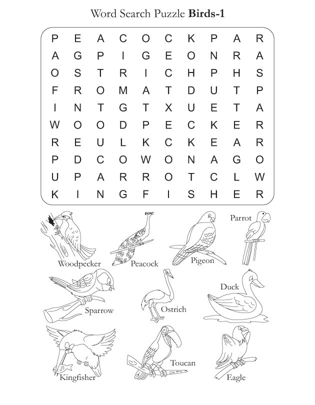 Word Search Puzzle Birds 1