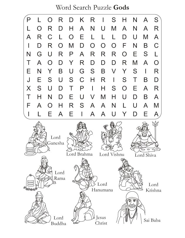 Word Search Puzzle Gods