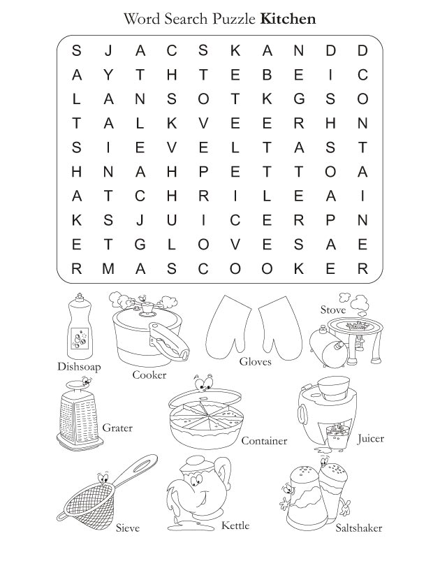 Word Search Puzzle Kitchen