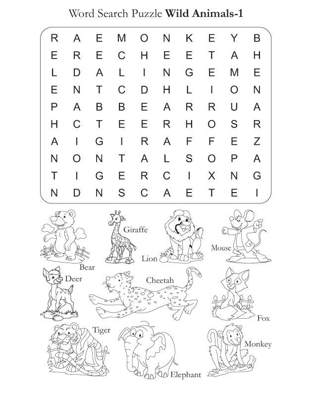 Preschool Word Search Puzzle Wild Animals 1 Download Free Preschool Word Search Puzzle Wild