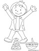 Happy boy on diwali coloring page