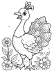 Peacock and flowers coloring page