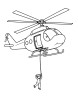 A person is being lowered from helicopter coloring page