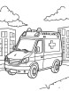 Ambulance and hospital scene coloring page