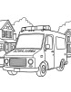 Ambulance driving through the neighborhood coloring page